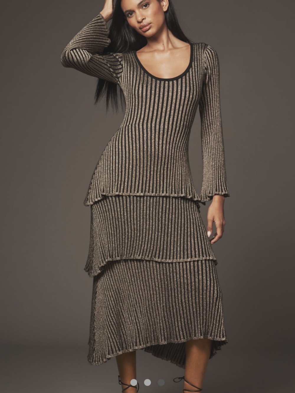 Siempre Tiered Shimmer Midi Dress